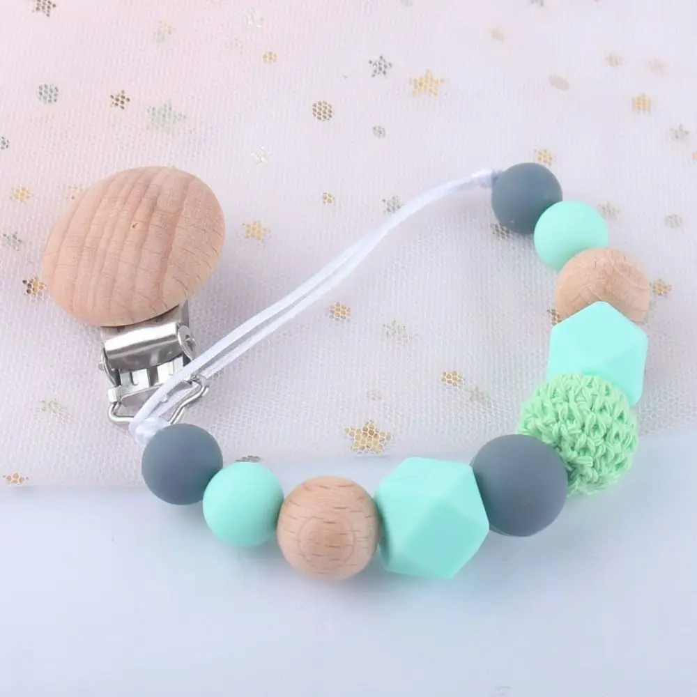 Nipple Holder Clips Wood Children Soother Holder Baby Teether Toys Straps Baby Pacifier Chain Dummy Clips Pacifier Holder Clips