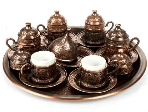 Ottoman Motif 6 Personality Turkish Coffee Set-Copper