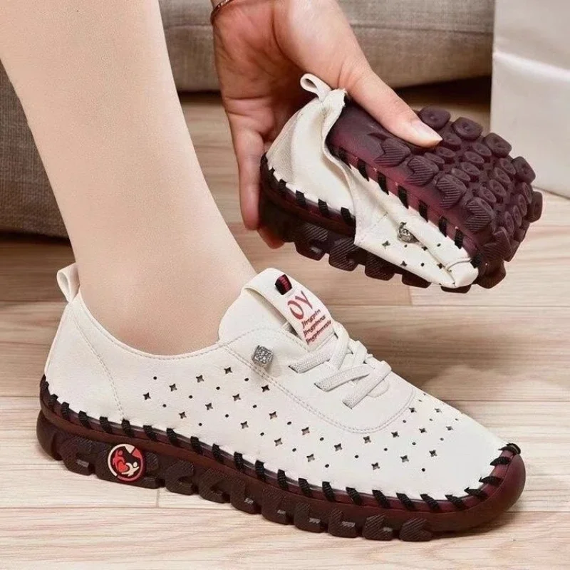 Men Women Sneakers Spring and Summer Loafers Lace Up Leather Flat 2024New Casual Comfortable Shoe Mujer Zapatos Chaussure Femme