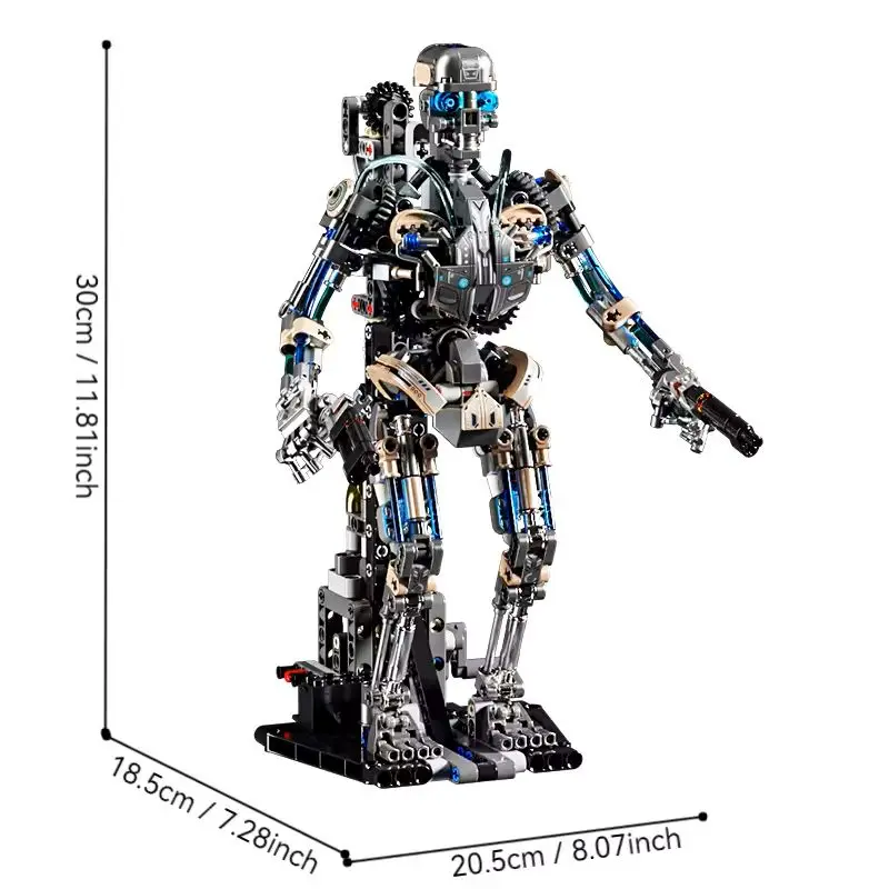 مجموعة روبوت الهيكل العظمي الميكانيكية التقنية الإبداعية مع مكعبات بناء خفيفة من الطوب نموذج عالمي للأولاد ألعاب تجميع لهدايا الأطفال