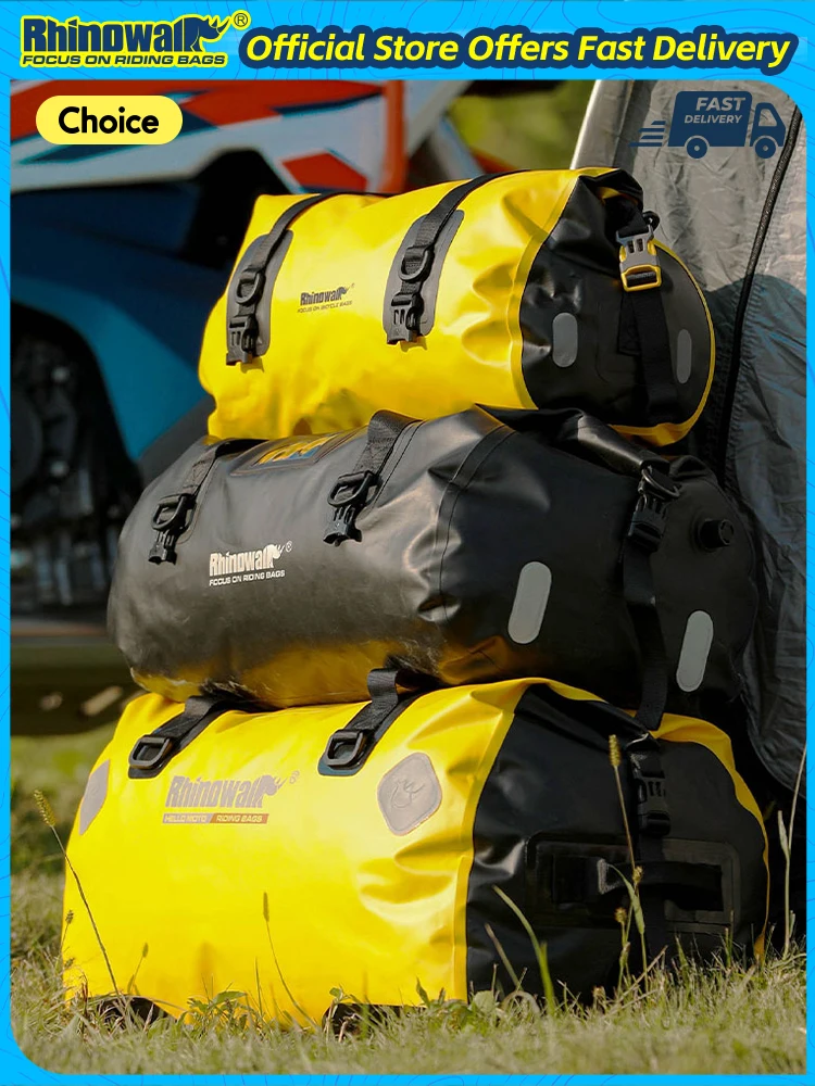 

Rhinowalk мотоциклетная сумка на заднее сиденье, водонепроницаемая 20L-45L-65L, мотоциклетная хвостовая сумка, седельная сумка, дорожная багажная корзина, желтая для ADV
