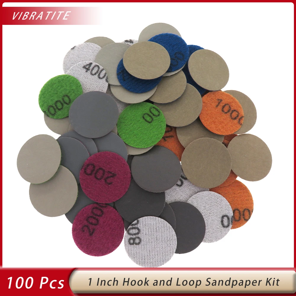 

100 Pcs 1Inch Sanding Disc Wet Dry Sandpaper 400-10000 Grit Hook and Loop Rotary Tool Dremel Automotive Woodworking Polishing