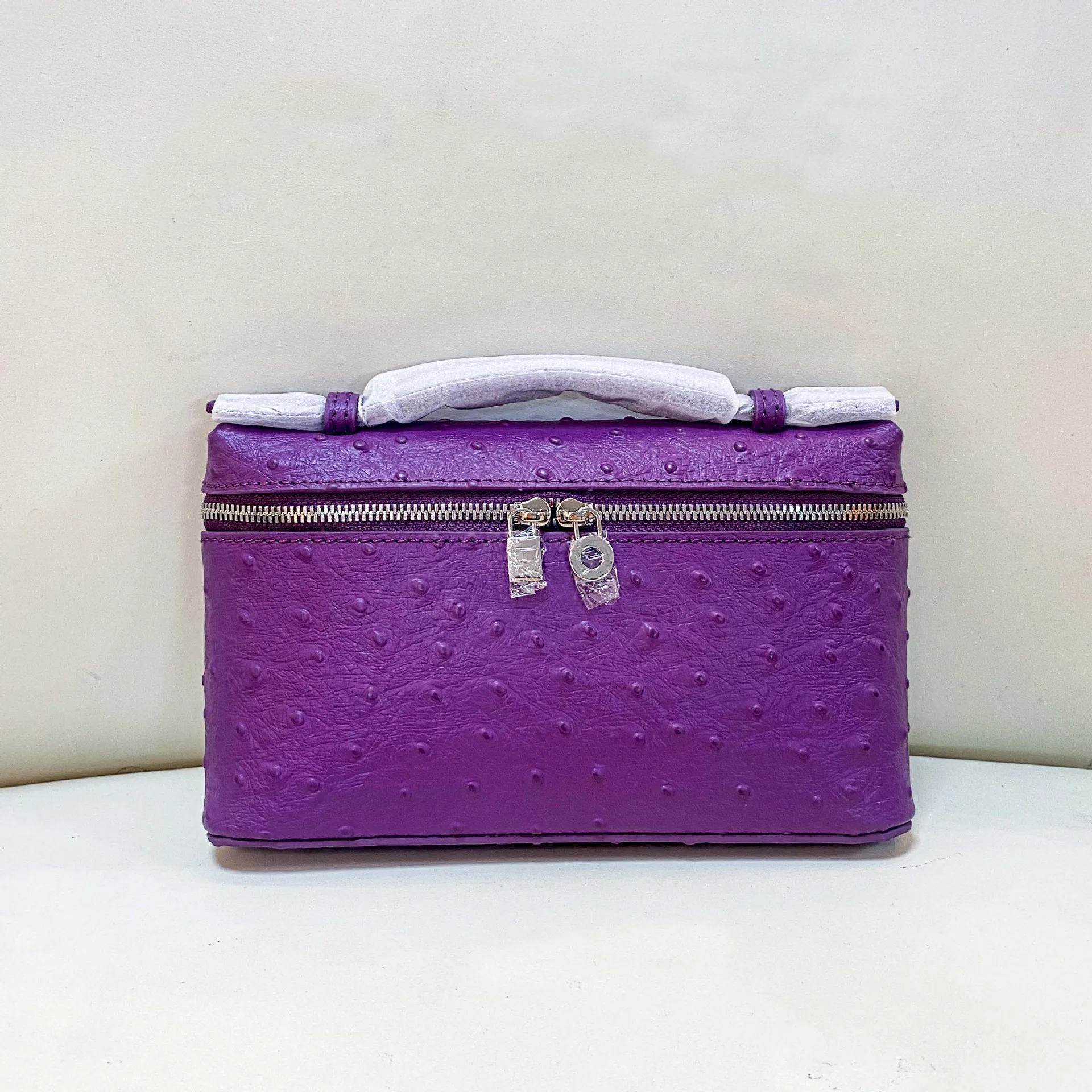 Women Small Box Crossbody Bag Ostrich Grain Genuine Leather Shoulder Handbag New Arrival Multiple Color Options