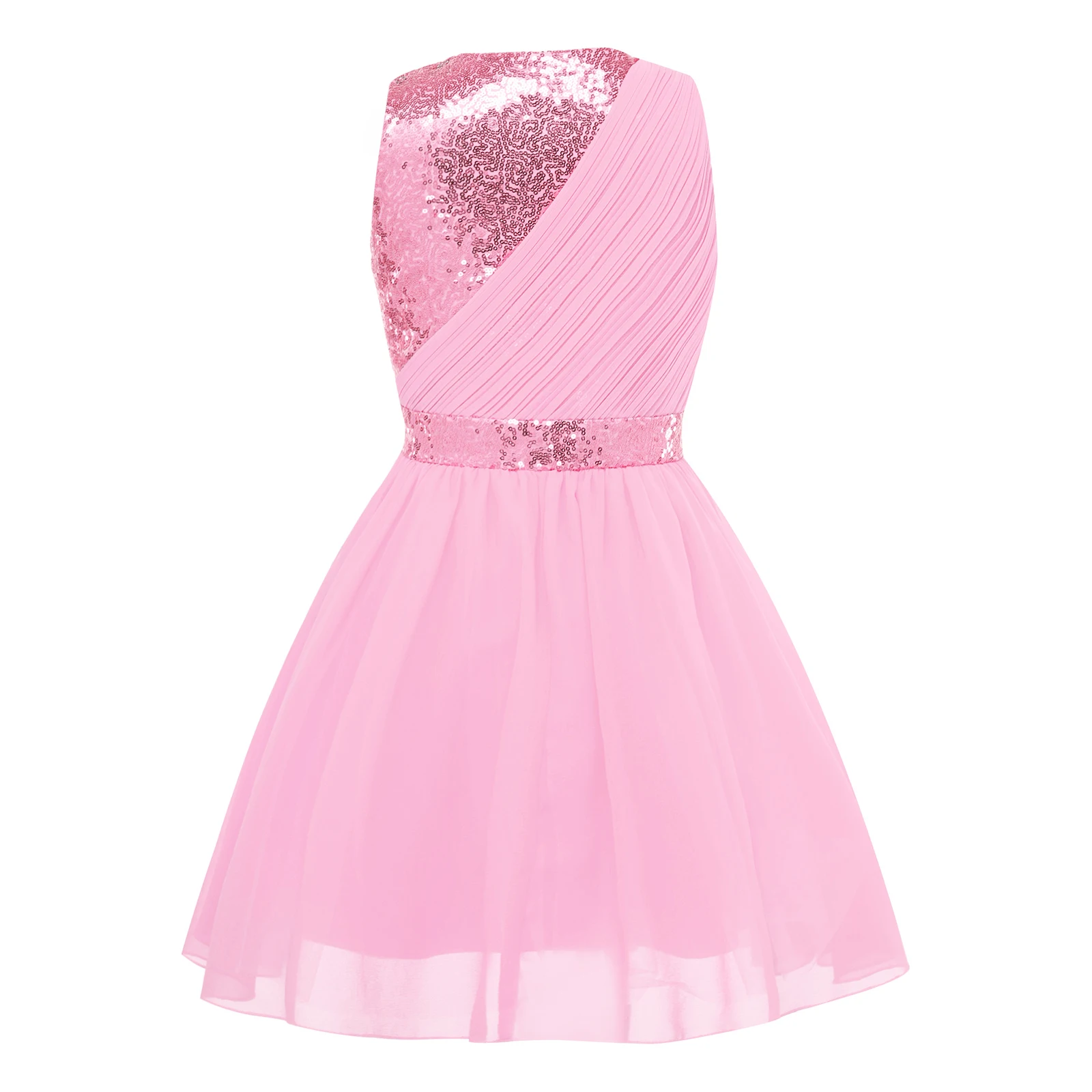 Kids Sequin Dress for Girls Glittery Sequin Pageant Dress for Evening Graduation Ceremony Baptism Wedding Party Tutu Dress