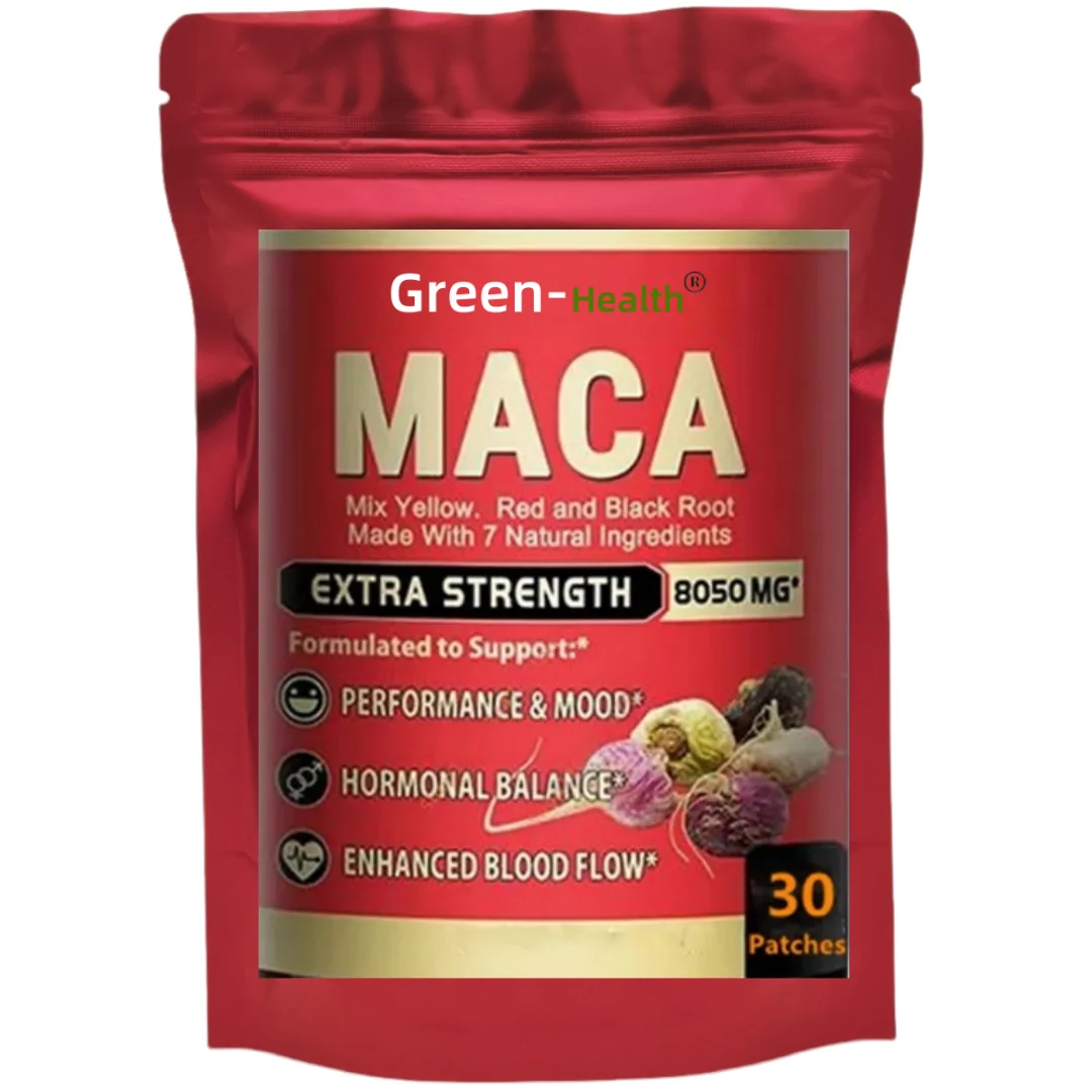 Parche de extracto de raíz de maca negra peruana de gran oferta: aumenta la energía, la resistencia y el rendimiento atlético, el estado de ánimo y la vitalidad