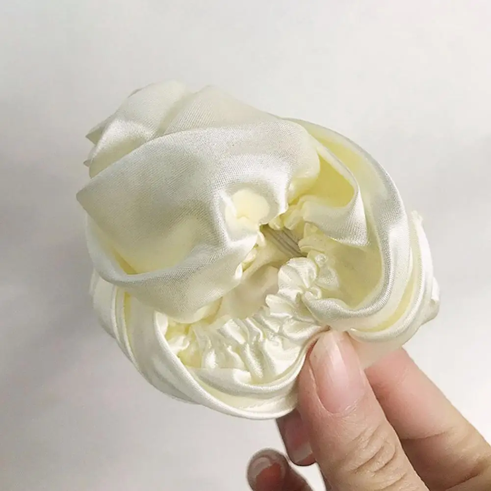 Elastic Band Hair Tie Elegant Satin Rose Hair Rings for Stylish Women 3d Flower Decor Elastic Bands for Scalp-friendly Hair