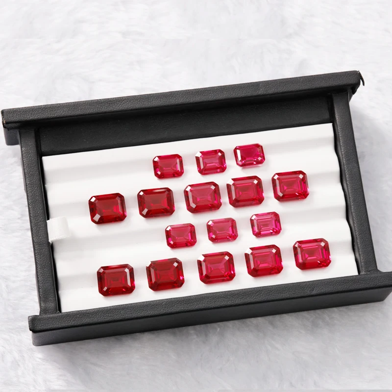 

Emerald Cut Ruby Stone 1 Carat 2 Carat Pigeon Blood Red Lab Grown Ruby Wholesale Red Gemstone 4x6mm 5x7mm Loose Lab Ruby