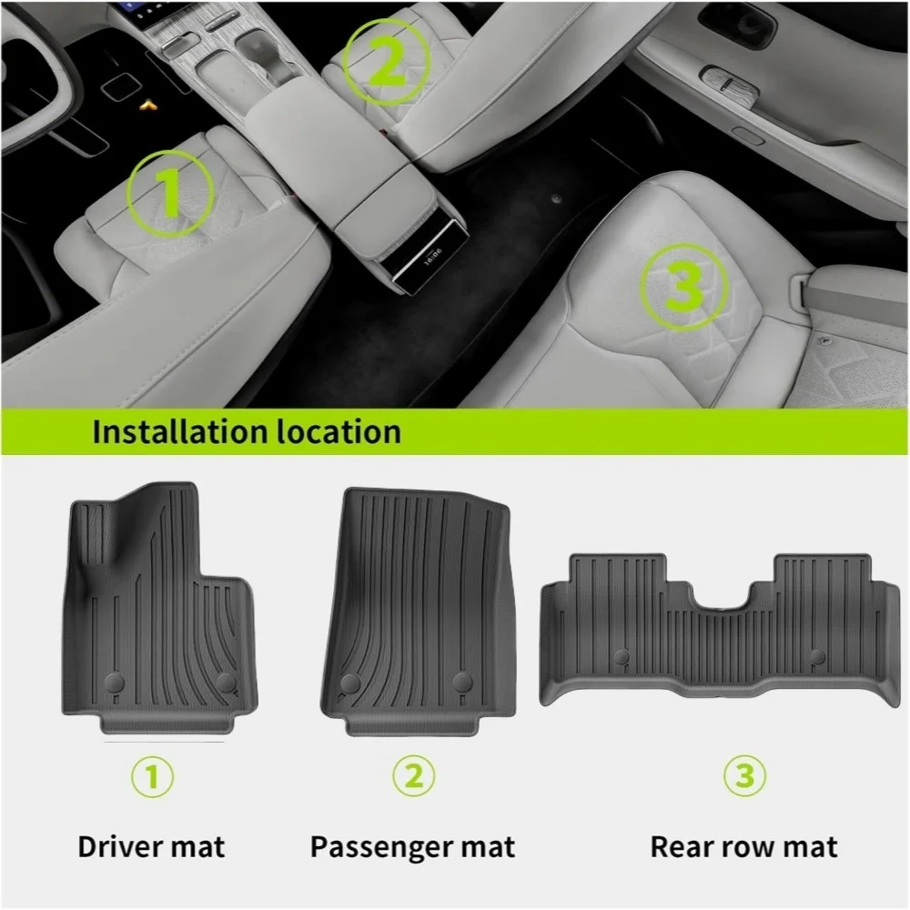 Compatible for NIO ET7 2024 TPE 3D Car Floor Mats,All-Weather Trunk Pad Foot Pad Set Interior Accessories (Left Rudder)