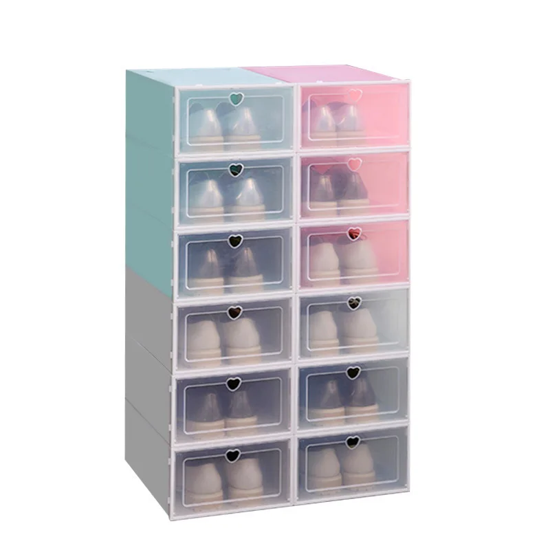 Transparent Plastic Drawer Style Home Shoe Storage Box Unisex Dormitory Shoe Rack Cabinet Dustproof Moistureproof Shoe Wall