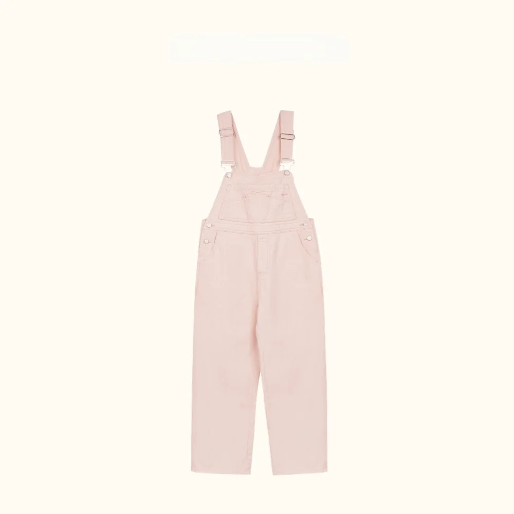 Fretaro Zoet maar niet te veel oranje roze denim overall met wijde pijpen dames zomer hoge taille lange broek casual faion