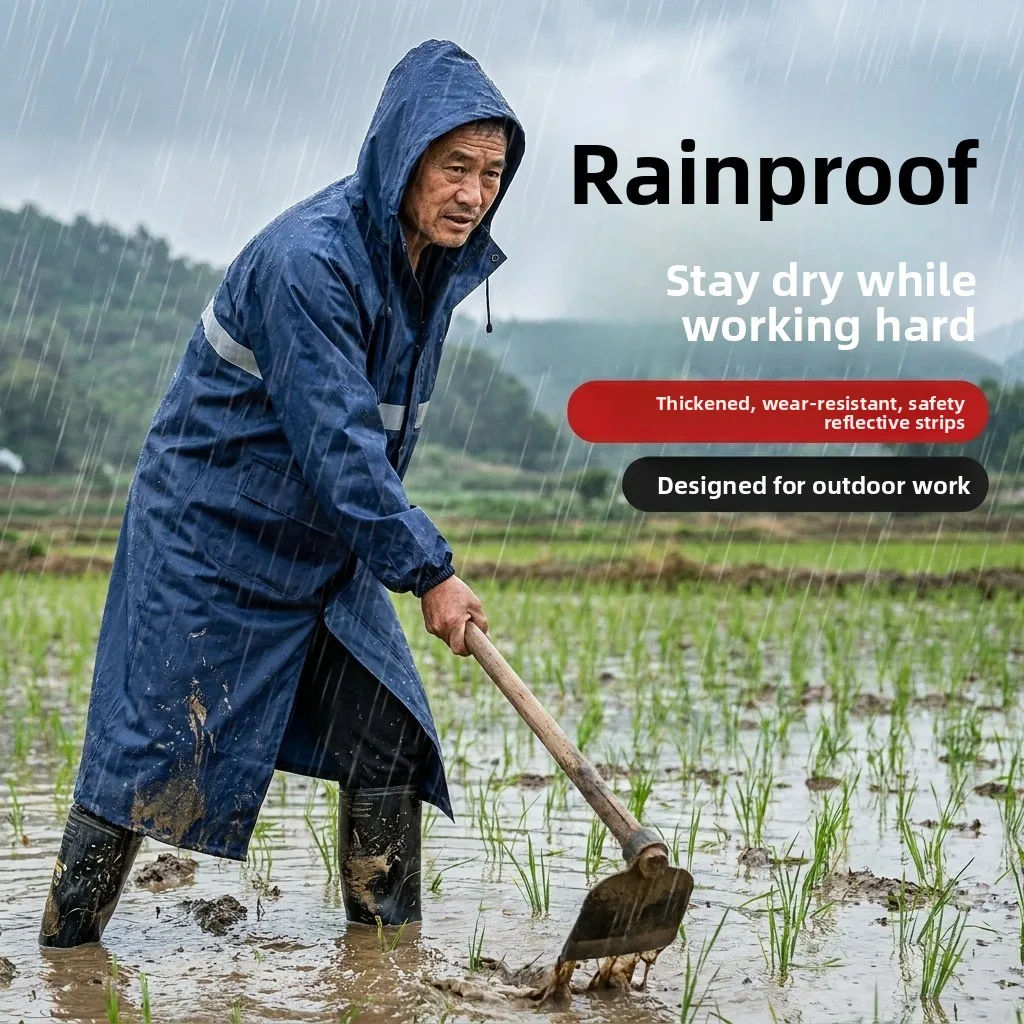 

Thickened Long Raincoat for Farm Work Waterproof Outdoor Fishing Construction Site Special Use Wear Resistant Adult Raincoat