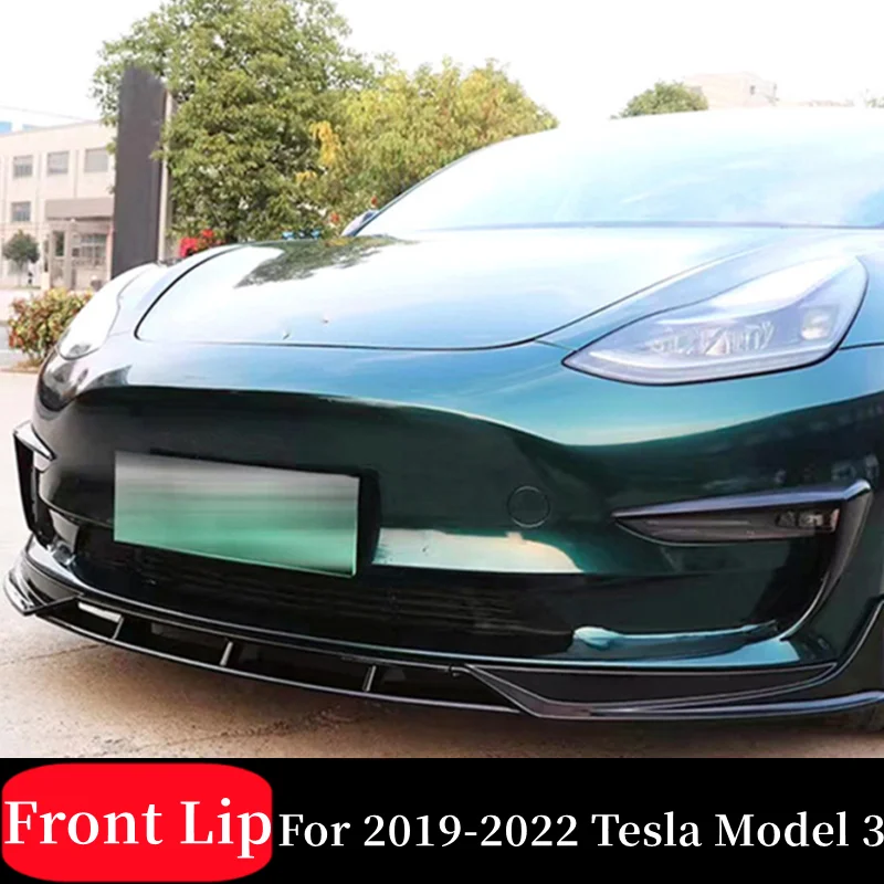 

For 2019 20 21 22 Tesla Model 3 Fast Style Car Front Bumper Splitter Lip Chin Spoiler Body Kit Diffuser Protector Guard Accessor