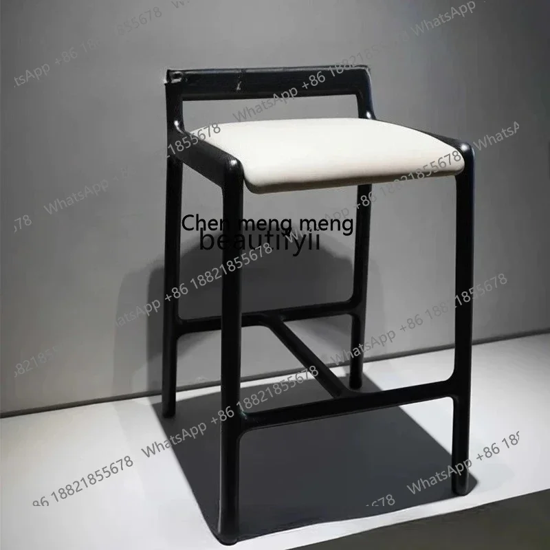 

New arrive Italian minimalist bar chair Hotel cafe Solid wood high chair Light luxury bar chair Model room Restaurant Island
