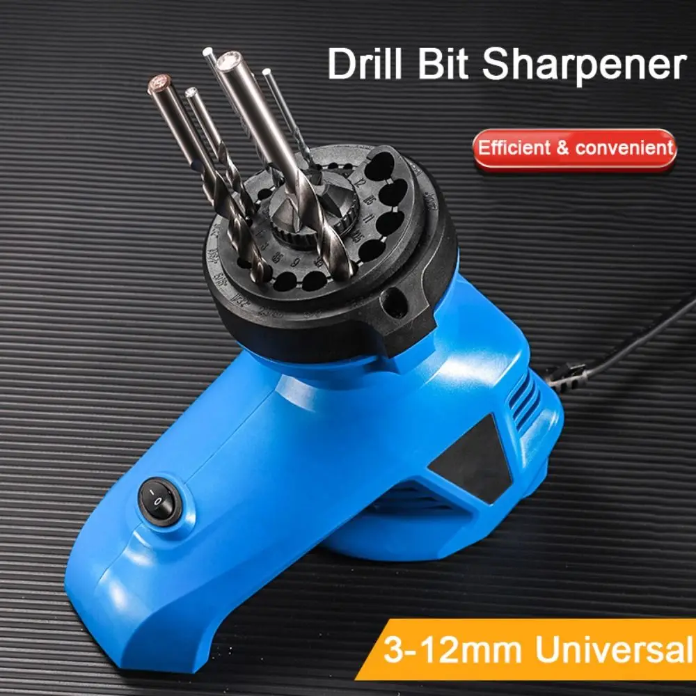 

For 3‑12mm Twist Bits Drill Bit Sharpener 19 Holes Efficient Grinding Drill Machine Multipurpose Anti Slip Foot Pads