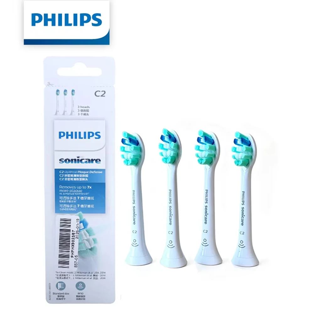Philips Sonicare Replacement Heads HX9024/85 C2 Plaque Control DuPont Soft Bristles Brush Head 4PCS Set for Electric Toothbrush