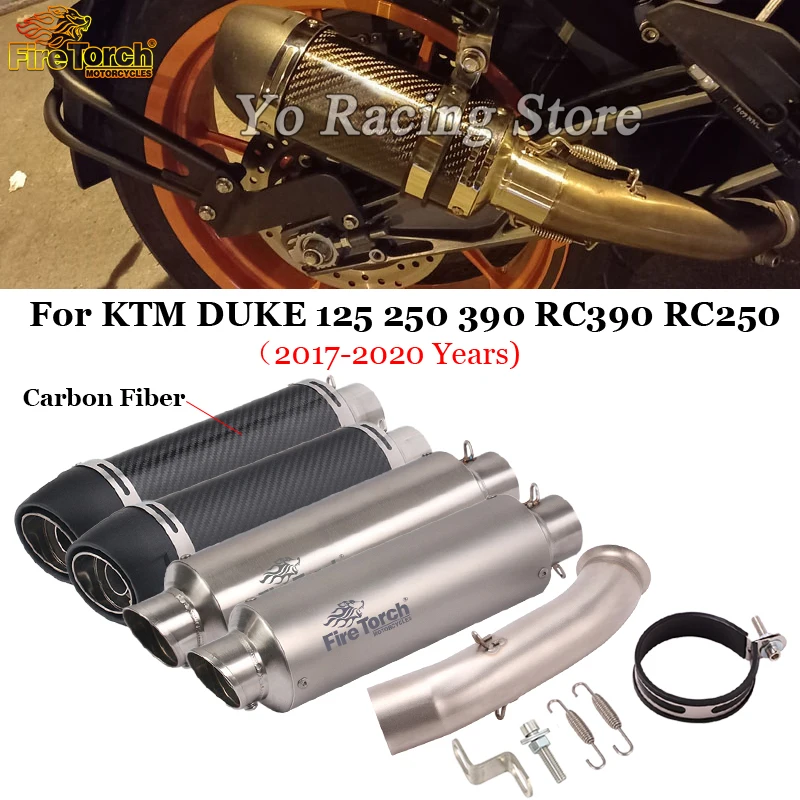 

Slip On For KTM DUKE 125 250 390 RC390 2017 - 2020 Motorcycle Exhaust System Escape Modified 51MM Middle Link Pipe Muffler Moto