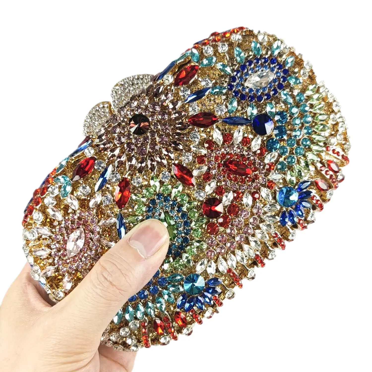 Boutique De FGG Colorful Women Flower Clutch Evening Handbags Luxury Floral Crystal Bags Bride Rhinestone Minaudiere Purses