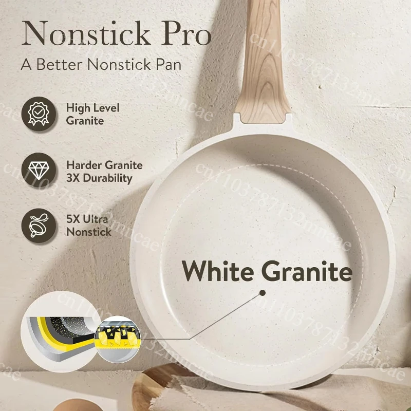 Hot Selling Write Granite Cookware Set Induction Bottom Pans Pots Nonstick Coating for Home Cooking