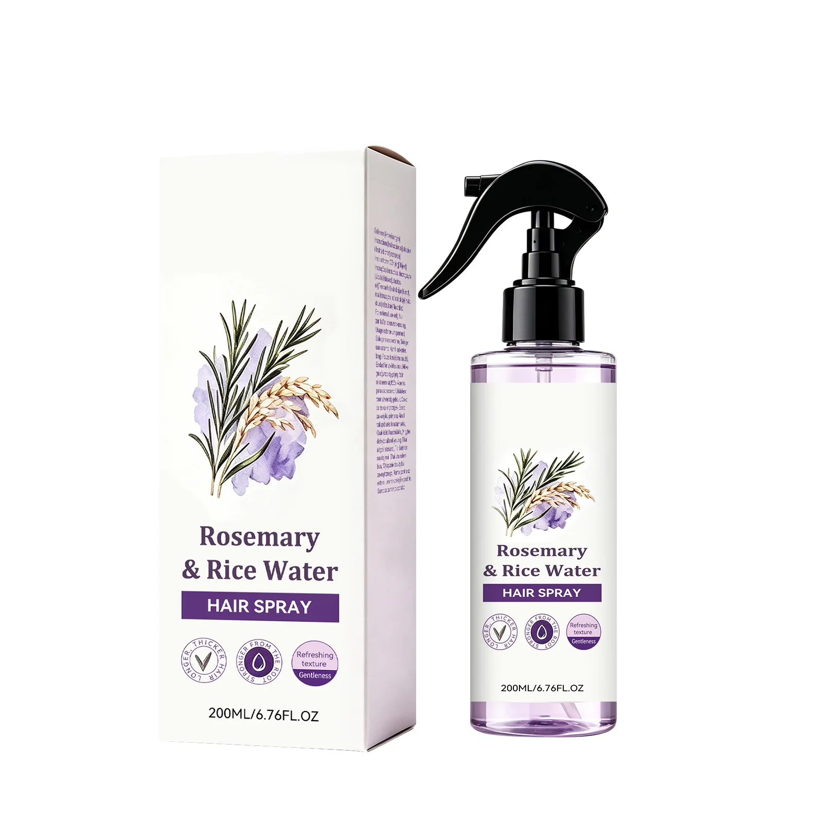 Rosemary Rice Water Hair Care Spray, Gentle Herbal Essence Keeps Hair Light, Supple and Shiny, Locks Water and Moisturizes Hair