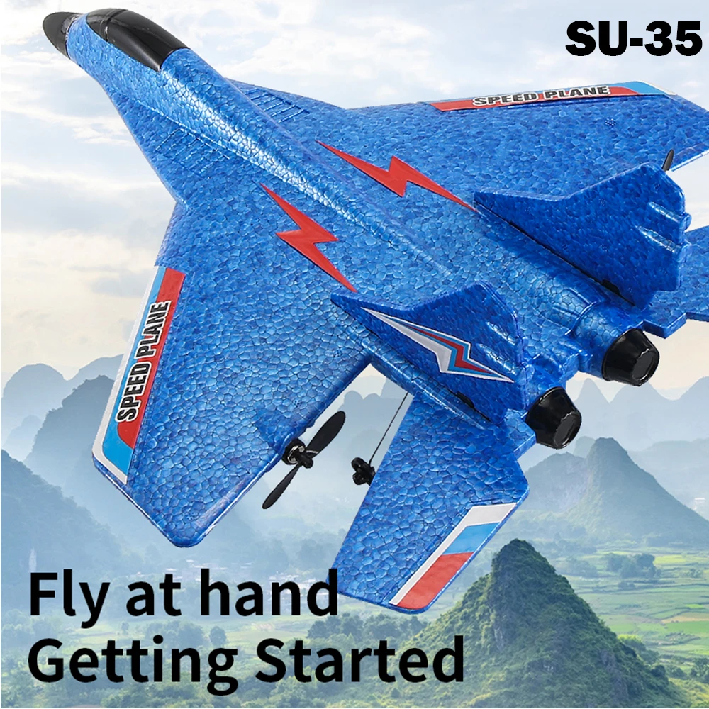 

2-канальный радиоуправляемый самолет, истребитель SU-35, готовый к полете, пульт дистанционного управления 2,4 ГГц, легко летать RC планер для детей и начинающих, рождественский подарок