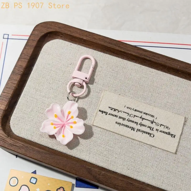 20 Pieces Floral Keychain Cherry Design In 5 Colors Resin Hook Decoration For Handbag Gift Giving 55KA
