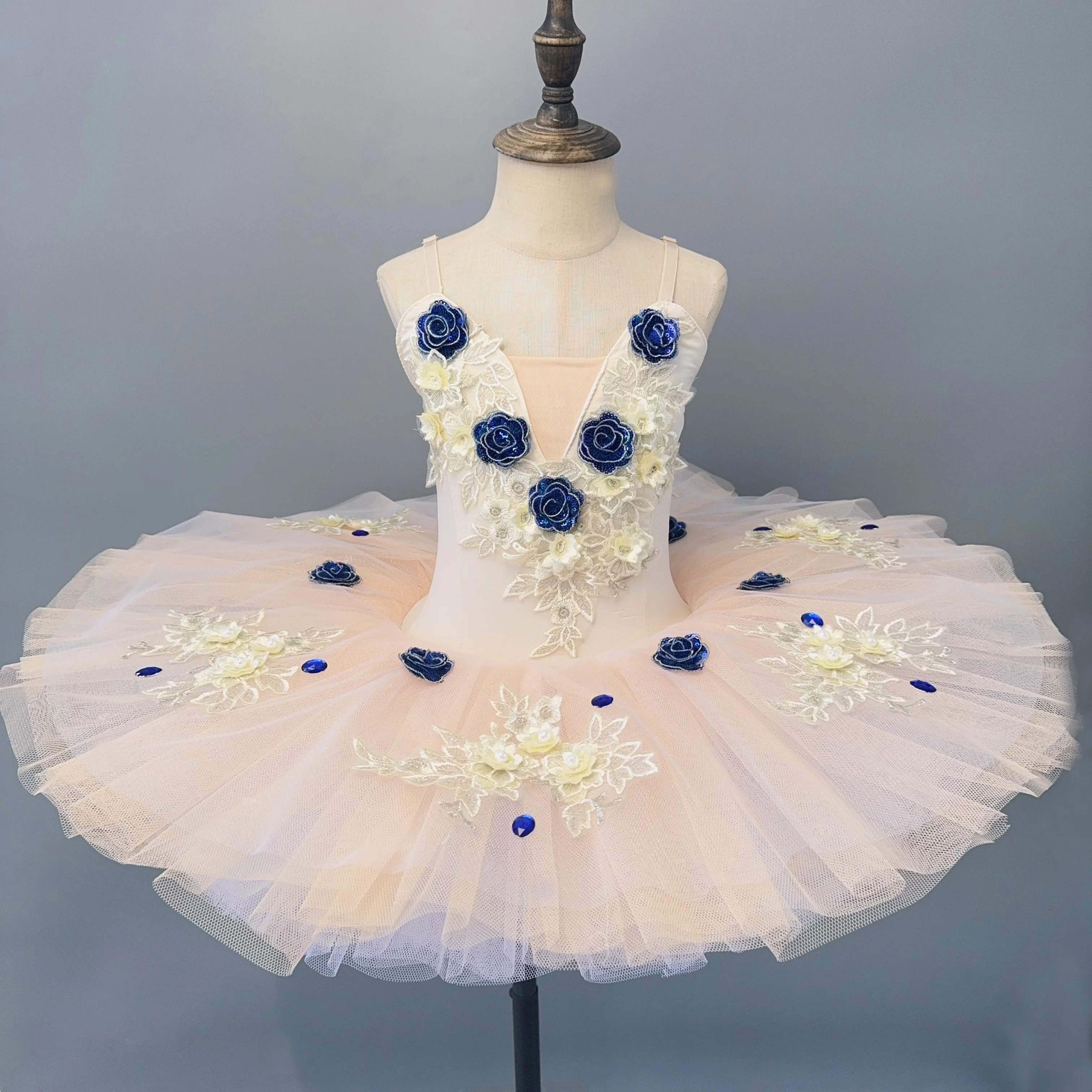 Vestido de dança para meninas, roupas de princesa para bailarina, tutu para performance, roupa profissional, fantasia de festa infantil