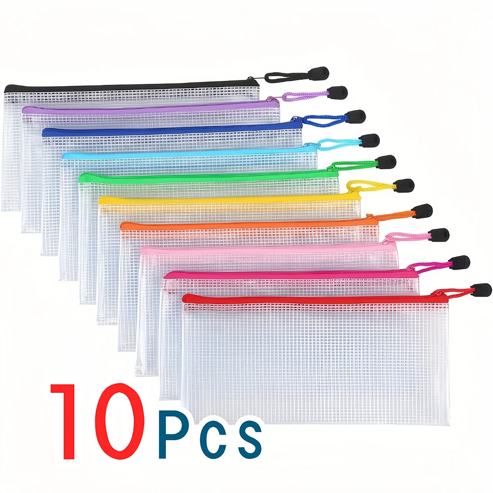 

10/30PCS Transparent File Bag Printing Storage Bag Pen Bag File Bag A6 Mesh Bag Zipper Bag File Information Bag