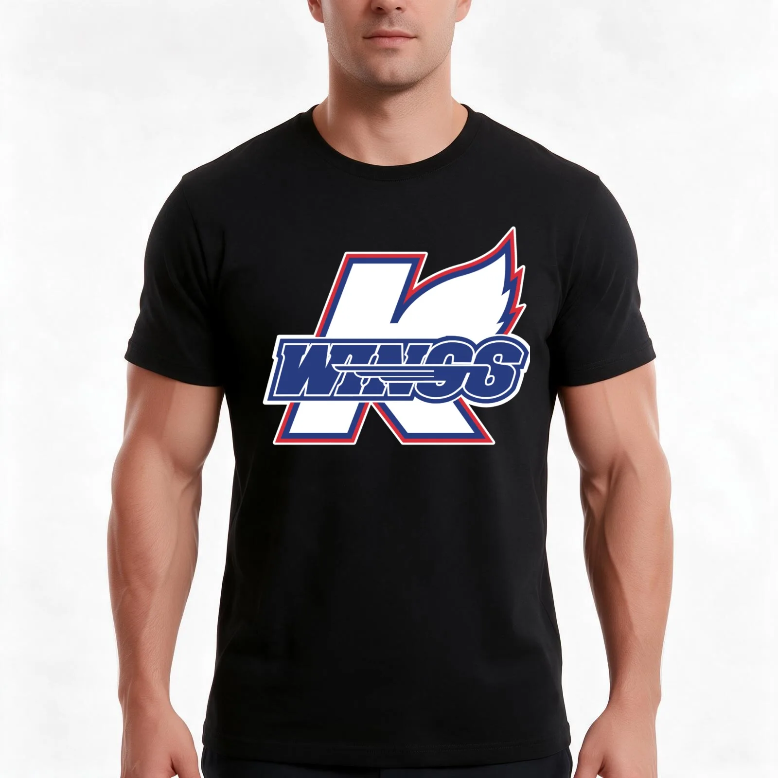 Kalamazoo Wings T-Shirt, Summer Casual Cotton Tee, Oversized Streetwear Tops, Vintage Graphic Print, Loose Fit Short Sleeve