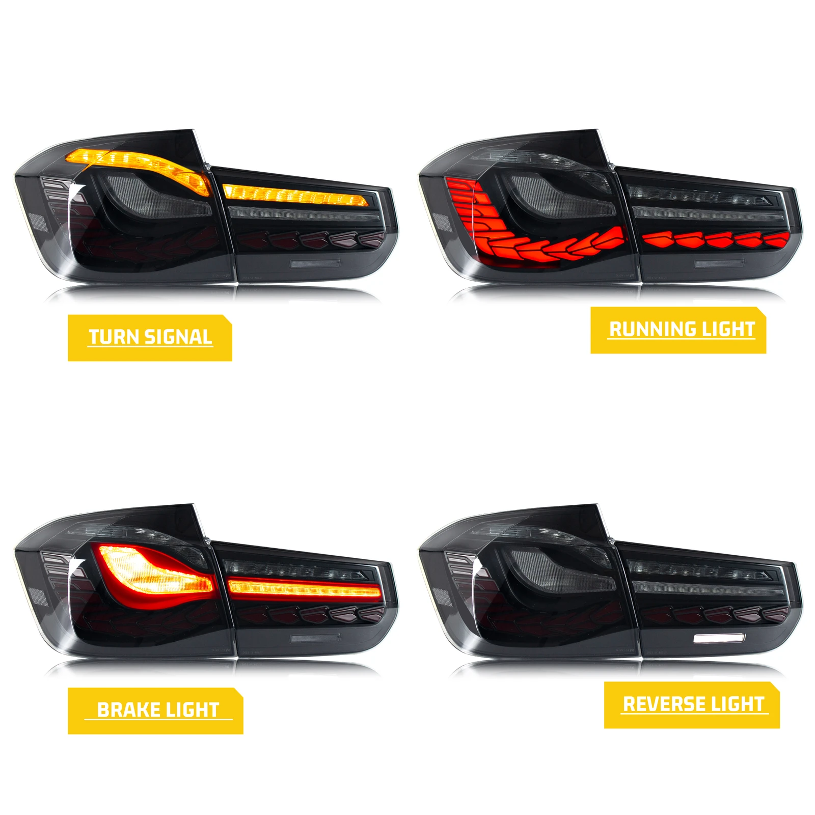 LED GTS Rückleuchten für BMW 3er F30 F80 M3 LCI Limousine 2012–2018, sequentielle Blinker-Rücklichter-Baugruppe [nicht passend für F31] – Detail 1