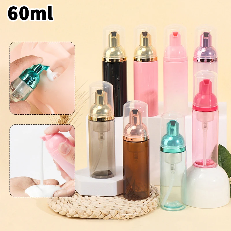 Bouteille à pompe à mousse de 60ml, 1 pièce, bouteilles de shampoing pour cils, bouteille à pompe à mousse de voyage vide en plastique rechargeable, Mini distributeur de savon réutilisable