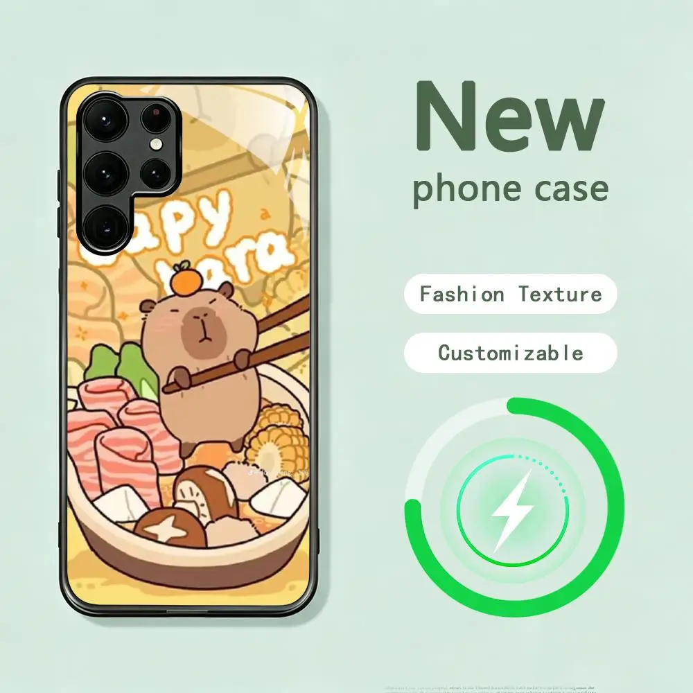 Cute Capybara Animal Phone Case For Samsung S26 S25 S24 S23 S22 S21 S20 Plus Ultra Note20 Glass Magnetic Case