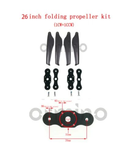 

Ormino 30 Inch Folding Propeller Carbon Fiber T Quadcopter Motor Propeller 28 26 Inch CW/CCW RC Drone Kit multicopter Prop kit