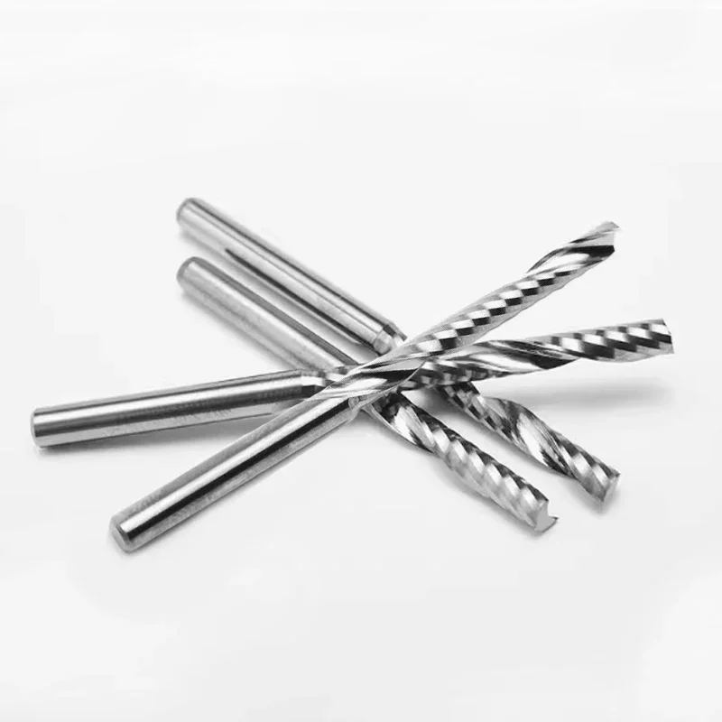 10Pcs Single Flute Up Cut 3.175/4/5/6/8/10/12mm - Spiral Milling Cutter CNC End Mill Router Bit for Acrylic Wood