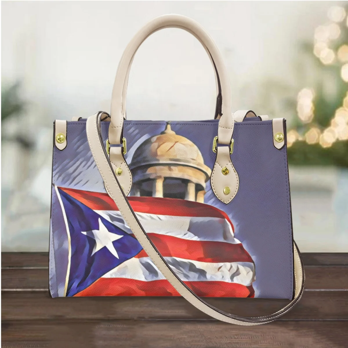 

Puerto Rico Flag Print Women Handbags Large Capacity Top Handle Casual Shoulder Bag Retro Shopping Underarm Bag Coin Purse New