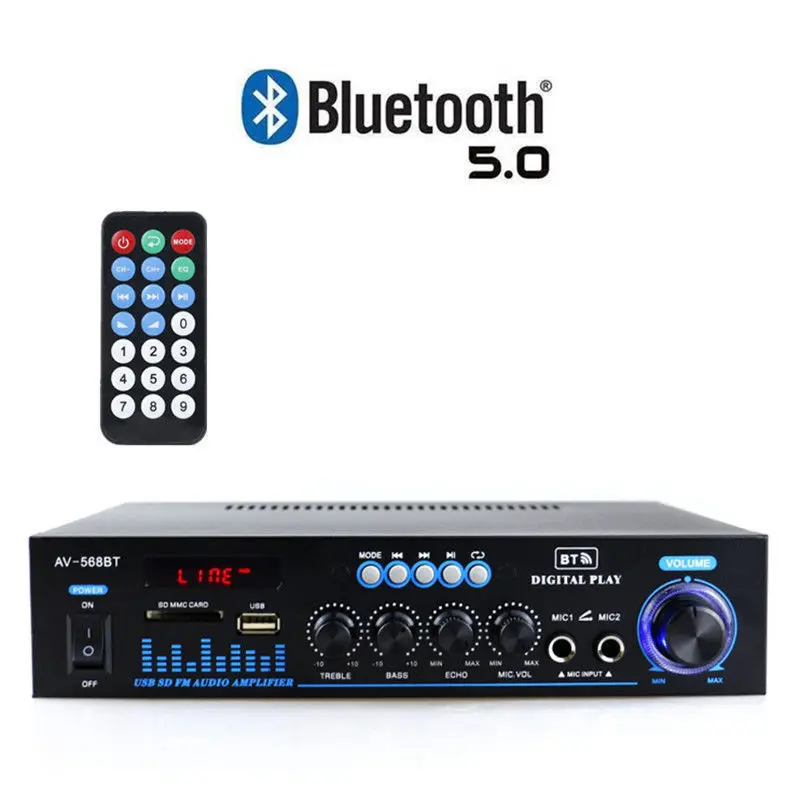 Mini Small Power Amplifier, Speaker Power Amplifier, Plug-in Card U Disk Radio DC 12 Volts 220V Bluetooth Power Amplifier