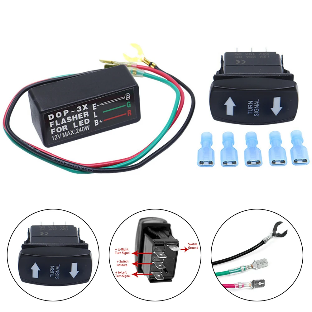 Car LED Flasher Relay For ATV UTV Car Motorcycle Turn Signal Kit Rocker Switch Blinker SPDT Switch Integrated LED Flashers