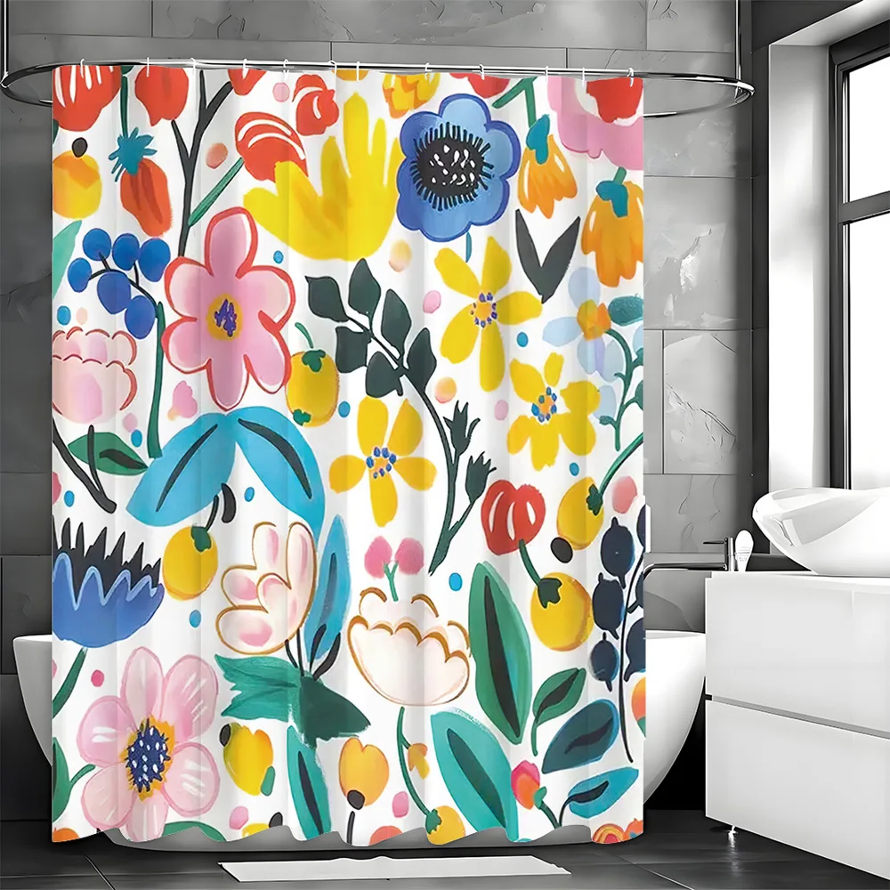 

Простой окрашенный дизайн с большими цветами, занавеска для душа, моющаяся грязеотталкивающая насадка для душа, водонепроницаемая полиэстеровая занавеска для ванны