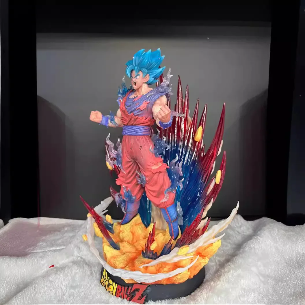 40cm Dragon Ball Anime Figure Super Saiyan God Blue Kaiouken Goku Action Figures Explosive Goku Pvc Model Statue Figurine Toys