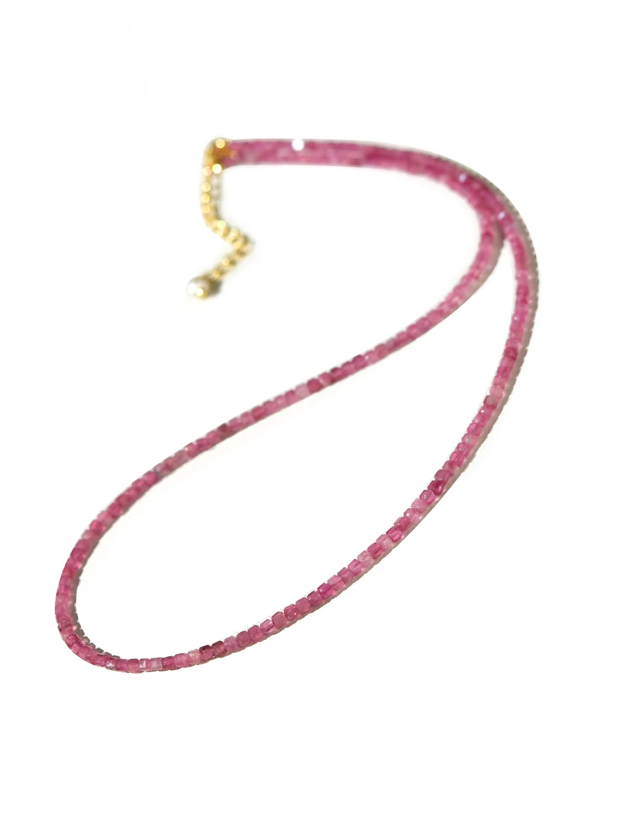 UMQ Natural Tourmaline Necklace Freshwater Pearl Necklace Pink Crystal Jade Clavicle Chain Dopamine Ornament