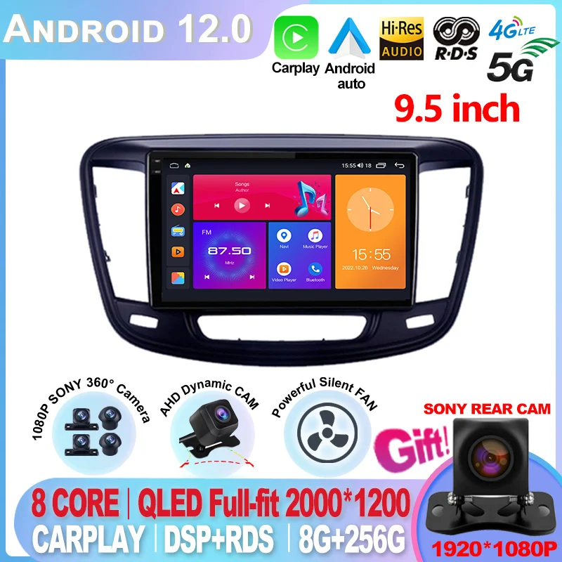 2K For Chrysler 200 200C 2015 - 2019 Android 12 Radio Video Player Car Autoradio Multimedia Screen Stereo Carplay Navigation