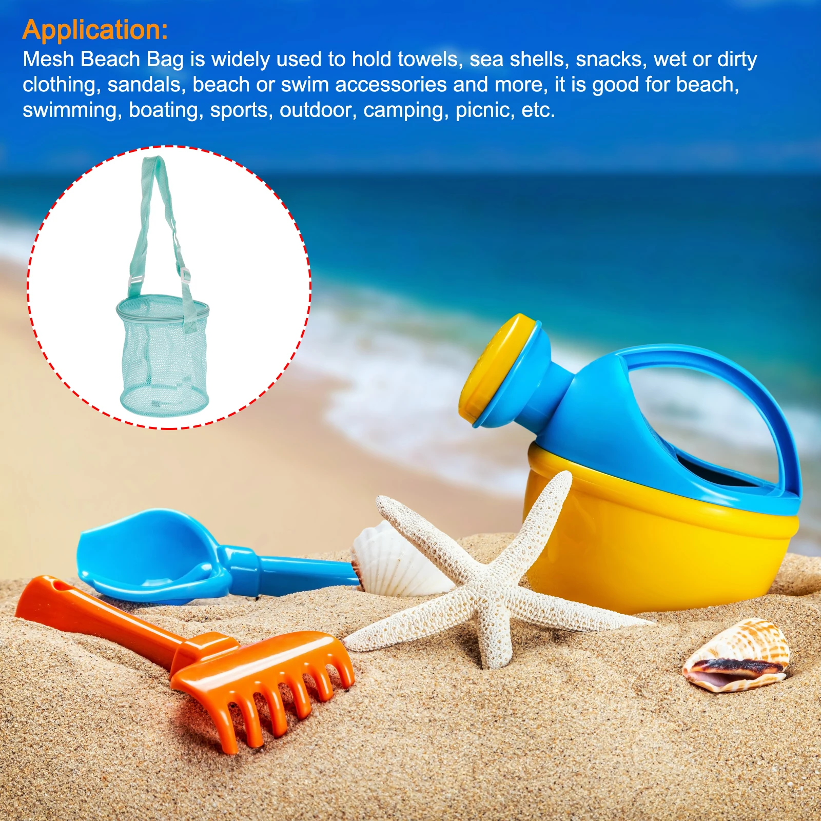 Mesh strandtas Zeeschelpen Mesh Tote Zandbakken Verzamelnetten Zakken met ritssluiting Mesh Shell-opbergtas voor kinderen voor op reis