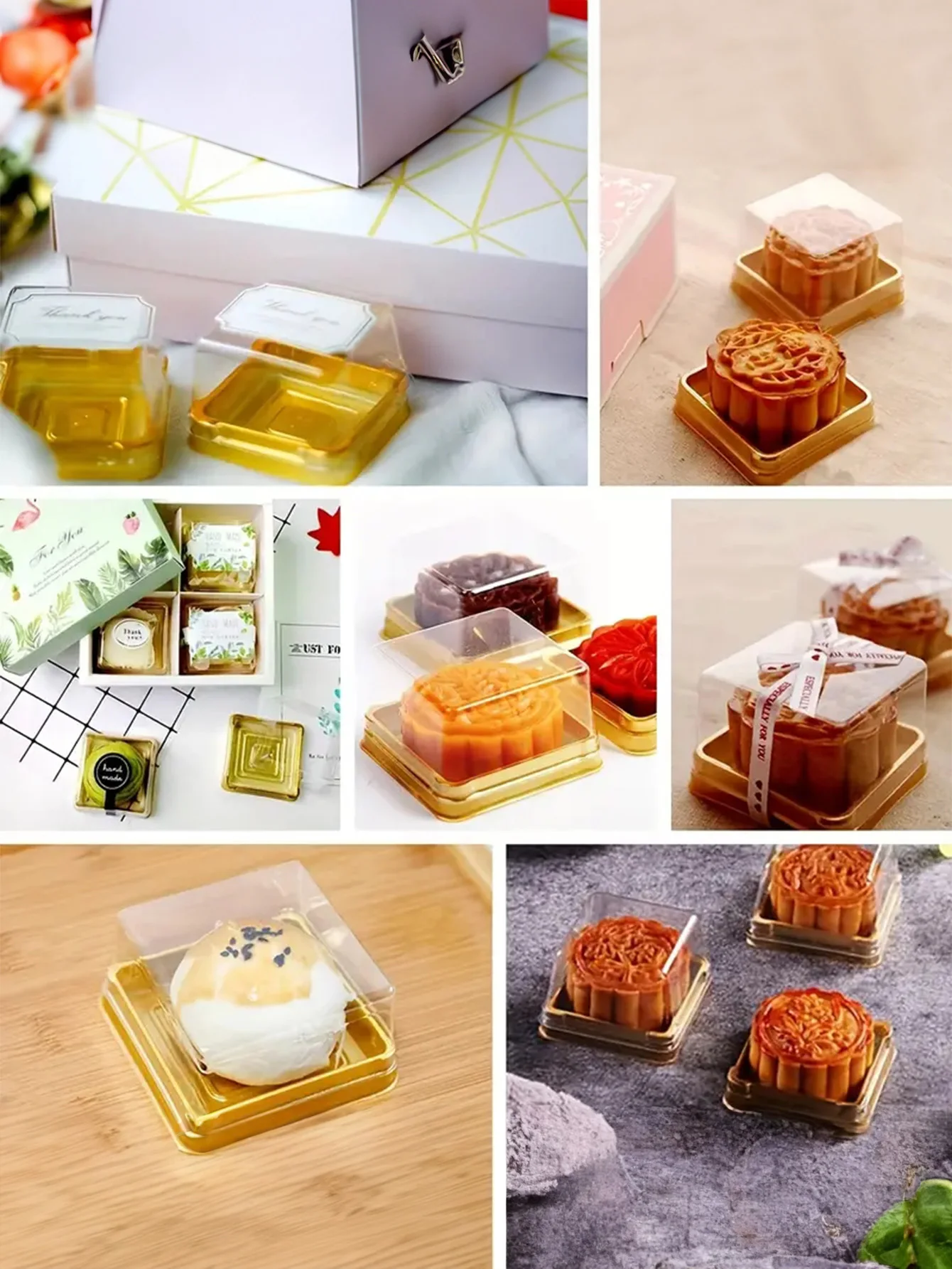 16 cake boxes with transparent lids, Chinese pastry boxes, cake pastries, used for cakes, chocolates, cookies,