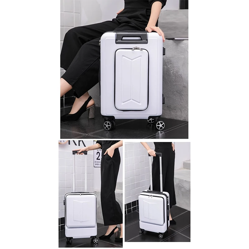 Bagaglio 20 "Business anteriore e posteriore doppia apertura Computer Layer Multi-Function Boarding trolley 24" Silent Universal Wheel