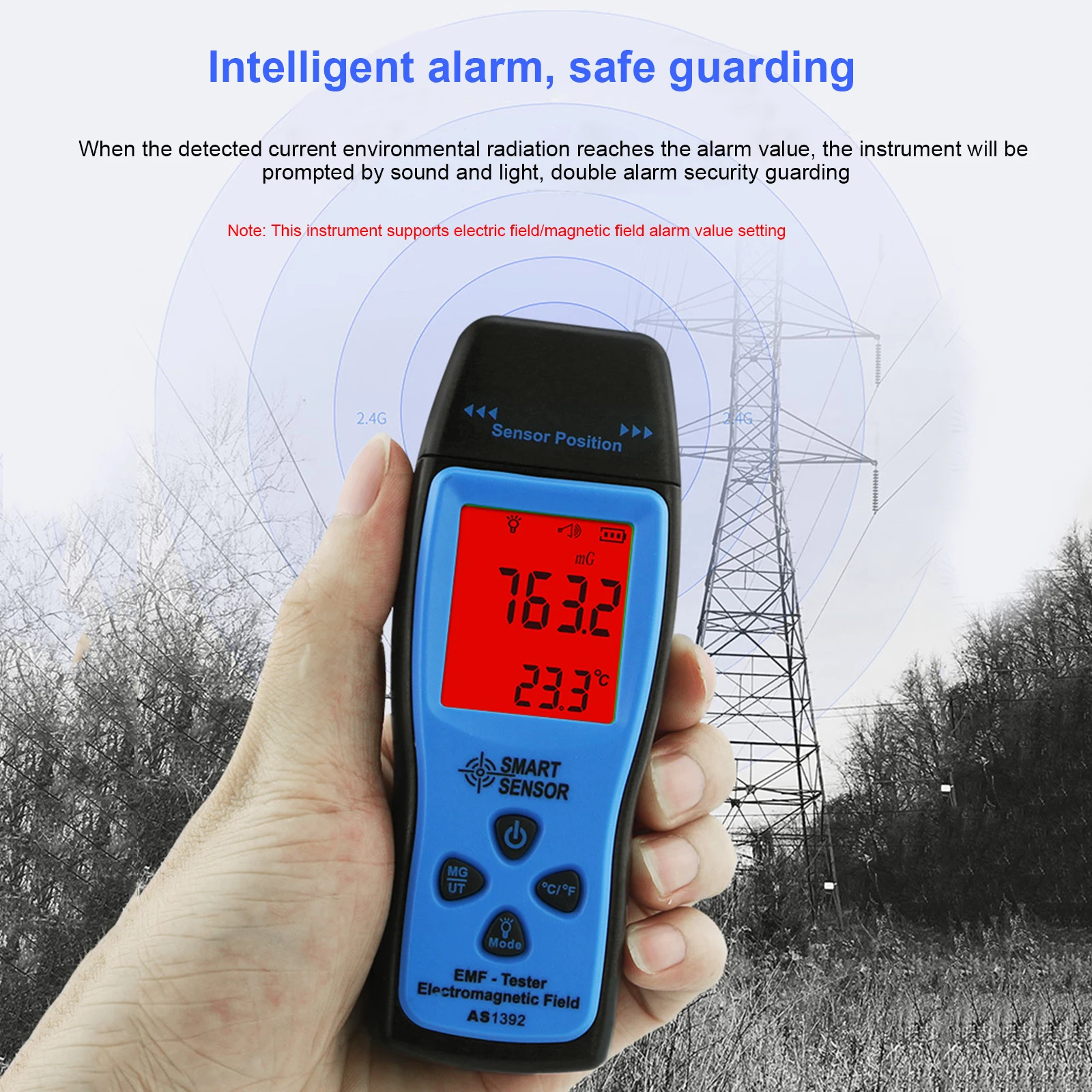 Portable Electromagnetic Field Radiation Detector Tester Emf Meter Handheld Counter Emission Dosimeter Sound and Light Alarm