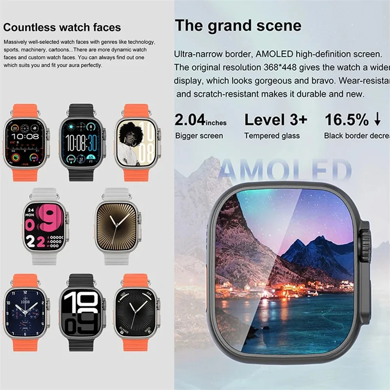 Ultra 3 smartwatch homem mulher amoled 4gb mp3 mp4 player bt rede compartilhamento app chatgpt relógio inteligente ai para apple xiaomi huawei