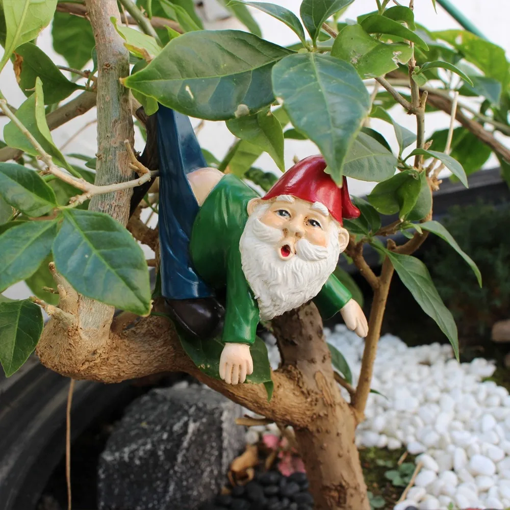 

Durable Funny Mini Gnome Hanging Statue Resin Lifelike Dwarf Miniature Sculpture Cartoon Dwarf Pants Pendant Outdoor Courtyard