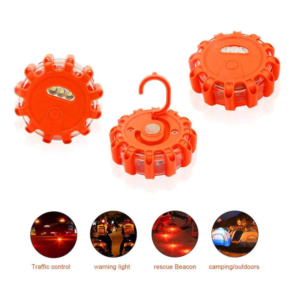 9 Modes 12 LED Roadway Safety Traffic Light Flare Flashing Warning Alarming Lamp Magnetic Base Disc Beacon for Car Truck Boat