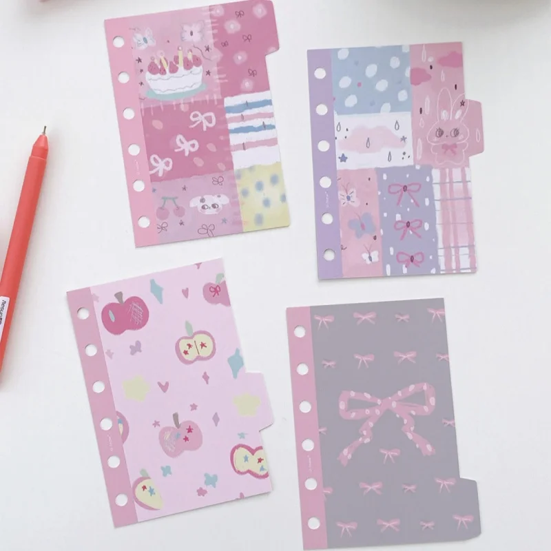 4 قطعة/المجموعة الوردي القوس M5 & A7 مقسم ، فضفاضة ورقة غطاء الكتاب الوسادة الداخلية ، دفتر جدول كتاب دفتر مؤشر الصفحة #4