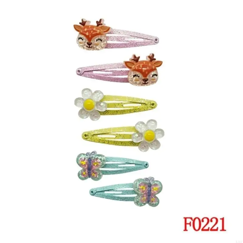 

K3KF Girls Hair Clip with Glitters Women Kid Hairgrips Heart Headdress Barrettes Flower Heart Sweet 2000s Girls Hairpin