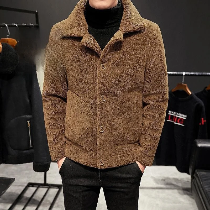 

Young Men's Anular Face Jaets Double-Sided Wear Autumn Faion V-Ne ort Length Sve Seven-Length Men's Clothing